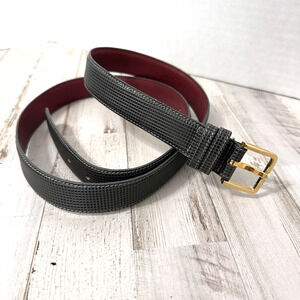 Leegin Genuine Leather Gray Womens Belt 38 Embossed Vintage Casual Work Gold Bkl
